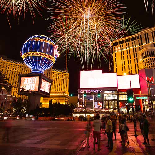 walking in Vegas at night