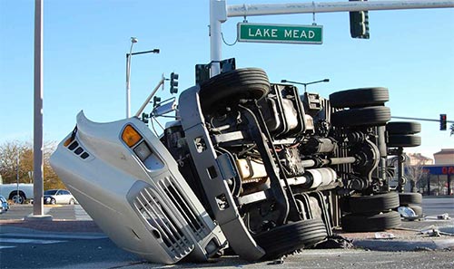 truck rolled over in intersection