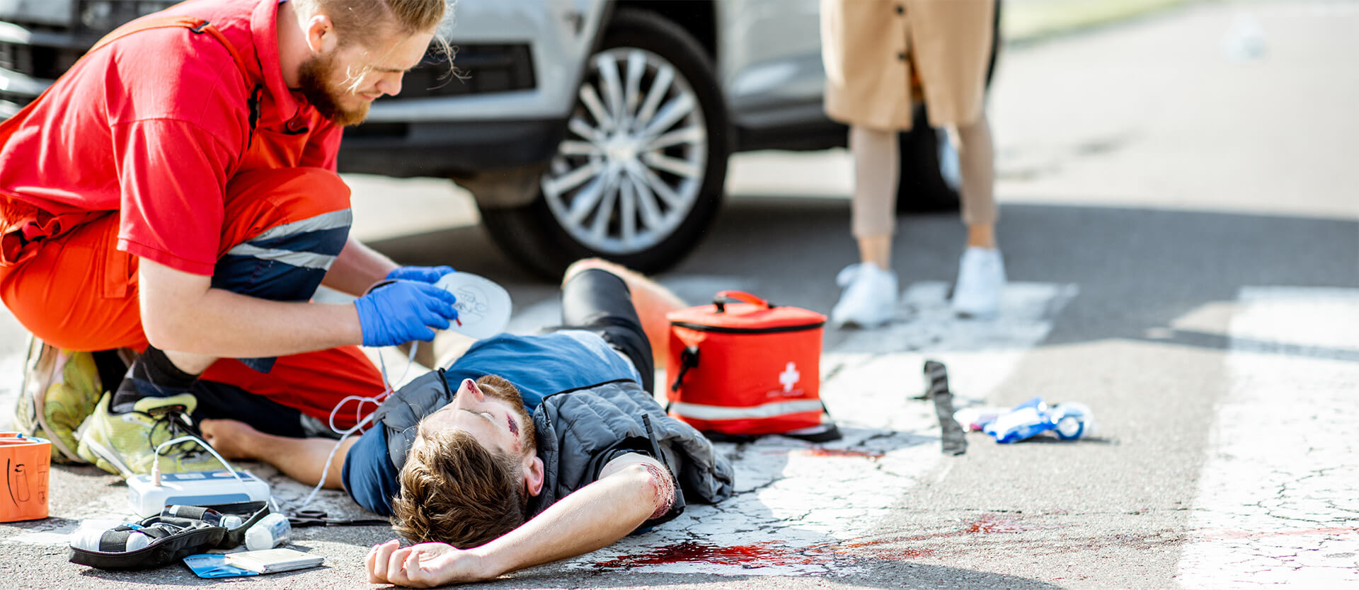 a pedestrian injured on the road
