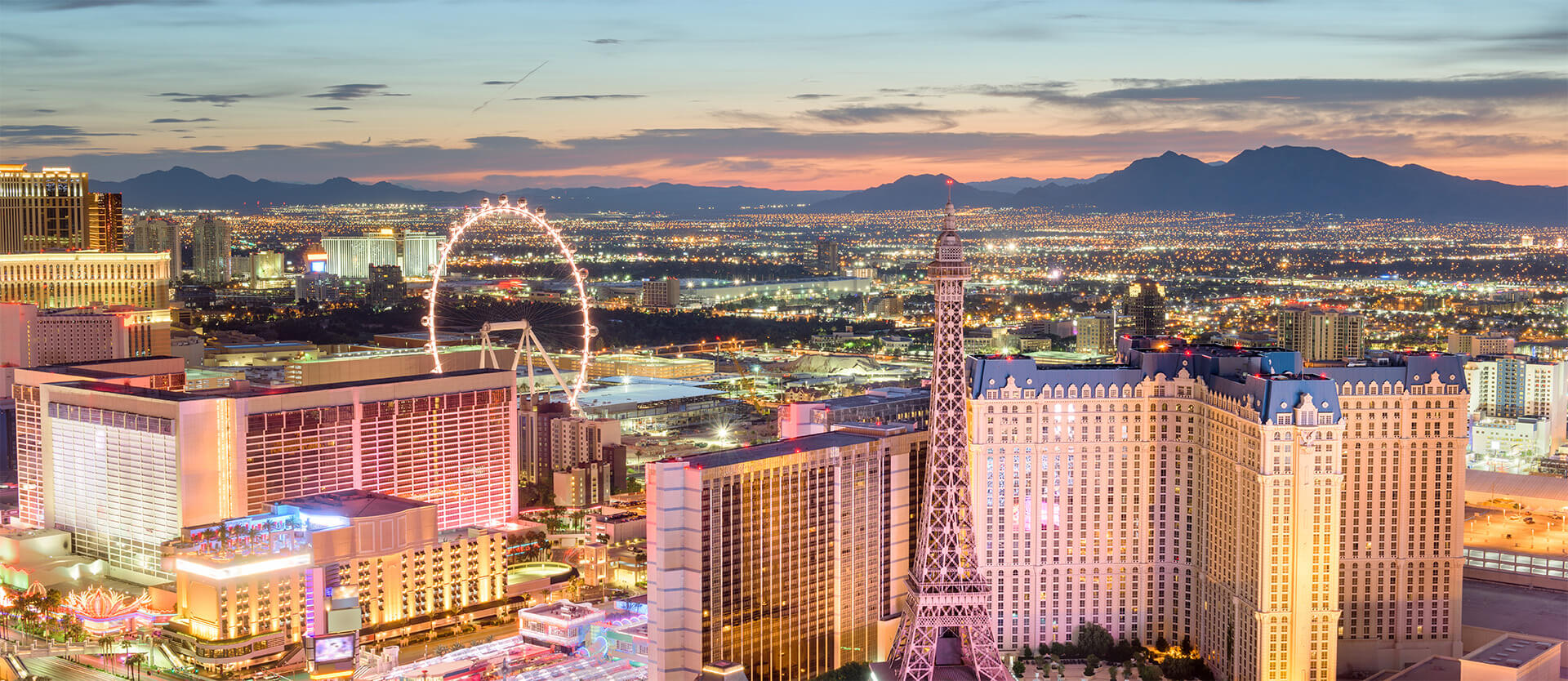 View of the Las Vegas Strip during a sunset