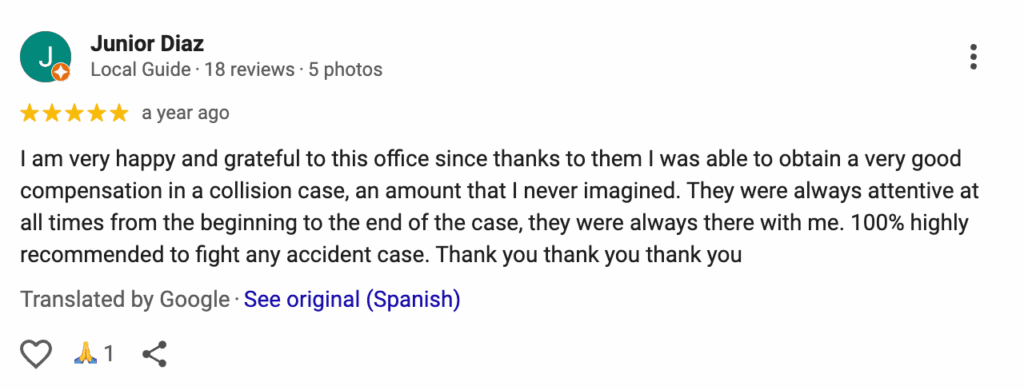 Junior Diaz review of Ladah Injury & Car Accident Lawyers Las Vegas