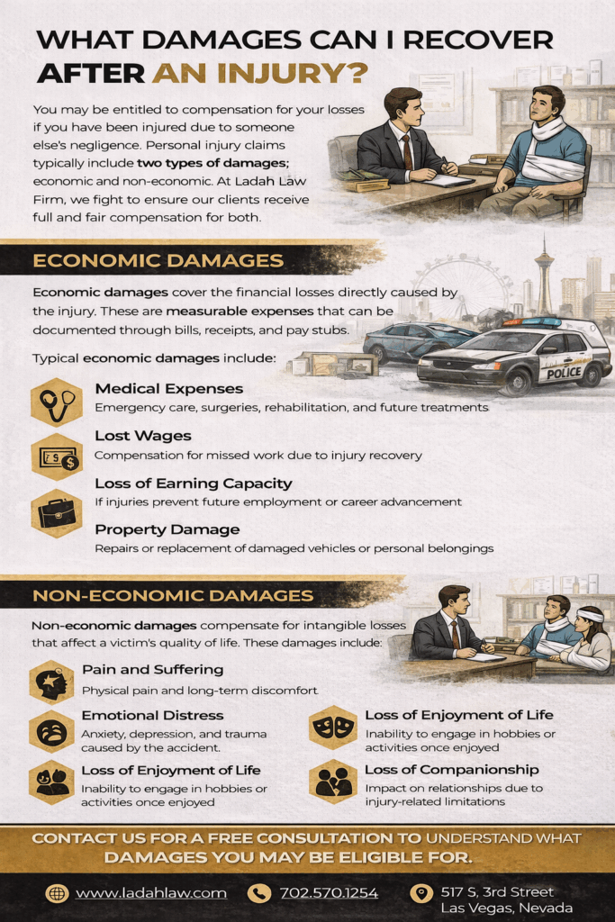 What damages can I recover after an injury? Infographic